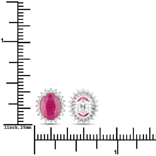 Bids.com 3.14 Carat Genuine Ruby and White Diamond 14K White Gold Earrings Earrings White Smoke