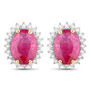 Bids.com 3.14 Carat Genuine Ruby and White Diamond 14K Yellow Gold Earrings Earrings White Smoke Default Title