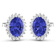 Bids.com 2.56 Carat Genuine Tanzanite and White Diamond 14K White Gold Earrings Earrings White Smoke Default Title