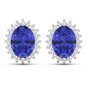 Bids.com 2.56 Carat Genuine Tanzanite and White Diamond 14K White Gold Earrings Earrings White Smoke