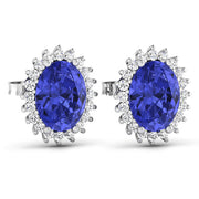 Bids.com 2.56 Carat Genuine Tanzanite and White Diamond 14K White Gold Earrings Earrings White Smoke
