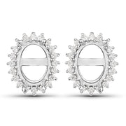 Bids.com 0.26 Carat Genuine White Diamond 14K White Gold Semi Mount Earrings - holds 8x6mm Oval Gemstones Earrings White Smoke Default Title