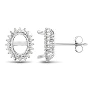Bids.com 0.26 Carat Genuine White Diamond 14K White Gold Semi Mount Earrings - holds 8x6mm Oval Gemstones Earrings White Smoke
