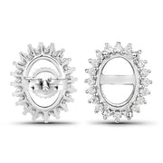 Bids.com 0.26 Carat Genuine White Diamond 14K White Gold Semi Mount Earrings - holds 8x6mm Oval Gemstones Earrings White Smoke