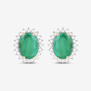 Bids.com 2.66 Carat Genuine Zambian Emerald and White Diamond 10K Yellow Gold Earrings Earrings White Smoke