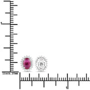 Bids.com 1.16 Carat Genuine Ruby and White Diamond 14K White Gold Earrings Earrings White Smoke