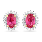 Bids.com 1.16 Carat Genuine Ruby and White Diamond 14K Yellow Gold Earrings Earrings White Smoke Default Title