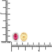 Bids.com 1.16 Carat Genuine Ruby and White Diamond 14K Yellow Gold Earrings Earrings White Smoke