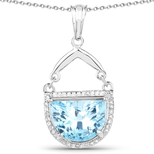 Bids.com 4.08 Carat Genuine Swiss Blue Topaz & White Topaz .925 Sterling Silver Pendant Pendants White Smoke
