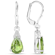 Bids.com 2.80 Carat Genuine Peridot and White Zircon .925 Sterling Silver Earrings Earrings White Smoke