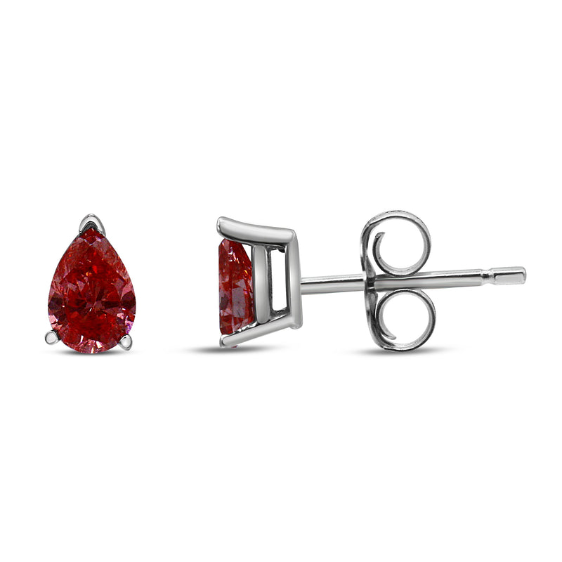 Bids.com 14K White Gold 1/2 Cttw Lab Grown Pink Pear Diamond 3 Prong Set Martini Solitaire Stud Earrings (Pink Color, VS2-SI1 Clarity) Earrings White Smoke White.Gold / 0.5