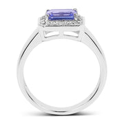 Bids.com 1.12 Carat Genuine Tanzanite and White Topaz .925 Sterling Silver Ring Rings White Smoke size 6.00,size 7.00,size 8.00,size 9.00