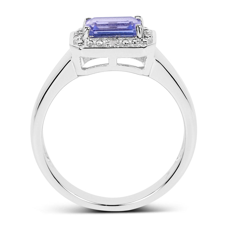 Bids.com 1.12 Carat Genuine Tanzanite and White Topaz .925 Sterling Silver Ring Rings White Smoke size 6.00,size 7.00,size 8.00,size 9.00