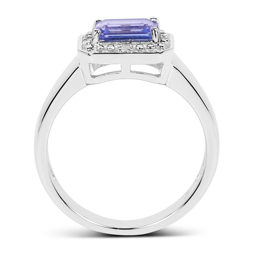 Bids.com 1.12 Carat Genuine Tanzanite and White Topaz .925 Sterling Silver Ring Rings White Smoke size 6.00,size 7.00,size 8.00,size 9.00