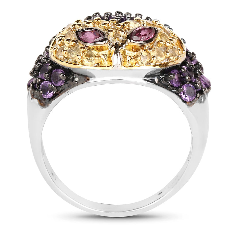 Bids.com 2.01 Carat Genuine Rhodolite and Amethyst .925 Sterling Silver Ring Rings White Smoke size 6.00,size 7.00,size 8.00,size 9.00,size 5.00