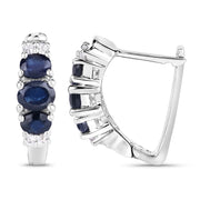 Bids.com 1.66 Carat Genuine Blue Sapphire and White Topaz .925 Sterling Silver Earrings Earrings White Smoke