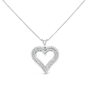 Bids.com .925 Sterling Silver 1.00 Cttw Lab-Grown Diamond Open Heart Pendant Necklace (F-G Color, VS1-VS2 Clarity) - 18" Inches Necklaces White Smoke White.Sterling Silver / 18