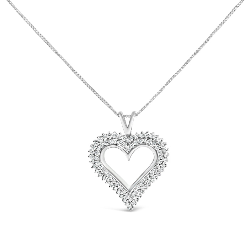 Bids.com .925 Sterling Silver 1.00 Cttw Lab-Grown Diamond Open Heart Pendant Necklace (F-G Color, VS1-VS2 Clarity) - 18" Inches Necklaces White Smoke White.Sterling Silver / 18