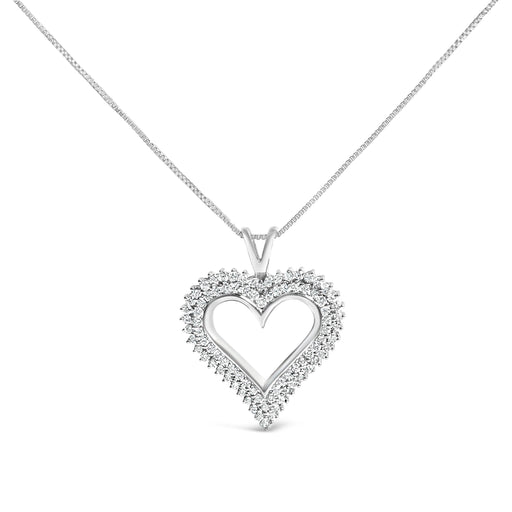 Bids.com .925 Sterling Silver 1.00 Cttw Lab-Grown Diamond Open Heart Pendant Necklace (F-G Color, VS1-VS2 Clarity) - 18" Inches Necklaces White Smoke White.Sterling Silver / 18