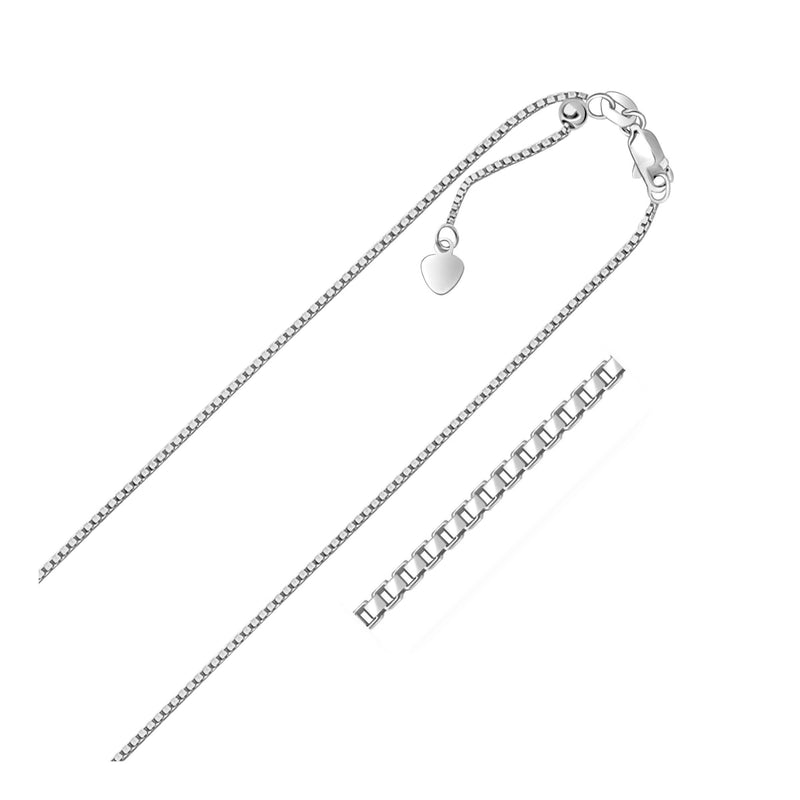 Bids.com 14k White Gold Adjustable Box Chain (1.10 mm) Necklaces White Smoke 22 / White Gold