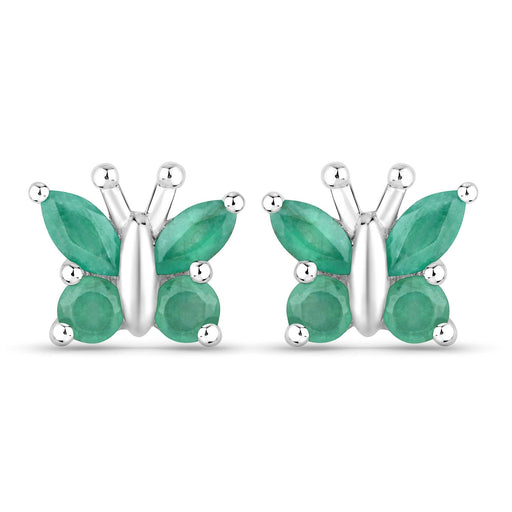 Bids.com 0.88 Carat Genuine Emerald .925 Sterling Silver Earrings Earrings White Smoke