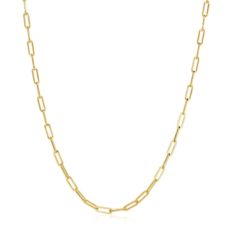 Bids.com 14K Yellow Gold Wide Paperclip Chain (3.3mm) Necklaces White Smoke 16.25 / Yellow Gold,18 / Yellow Gold,20 / Yellow Gold,24 / Yellow Gold