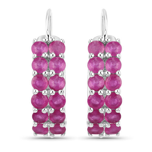 Bids.com 3.12 Carat Genuine Ruby .925 Sterling Silver Earrings Earrings White Smoke Default Title