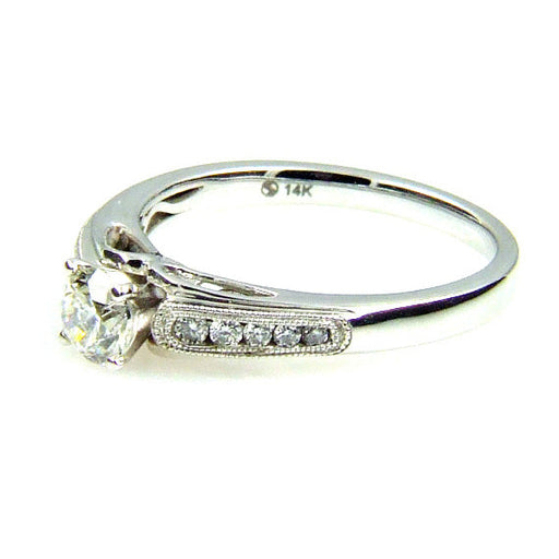 Bids.com .50ct Diamond Eng Only 14KT White Gold Rings White Smoke 7