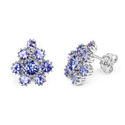 Bids.com 4.26 Carat Genuine Tanzanite .925 Sterling Silver Earrings Earrings White Smoke