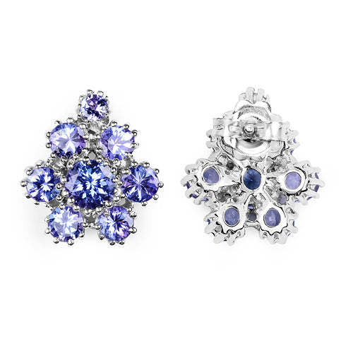 Bids.com 4.26 Carat Genuine Tanzanite .925 Sterling Silver Earrings Earrings White Smoke