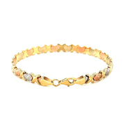 Bids.com 14k Tri-Color Gold Fancy Satin Heart Line Bracelet Bracelets White Smoke 7.25 / Tri-Color Gold