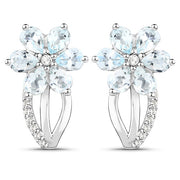 Bids.com 1.54 Carat Genuine Aquamarine and White Topaz .925 Sterling Silver Earrings Earrings White Smoke Default Title