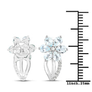 Bids.com 1.54 Carat Genuine Aquamarine and White Topaz .925 Sterling Silver Earrings Earrings White Smoke