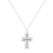 Bids.com .925 Sterling Silver Prong-Set Diamond Accent Bold Cross 18" Pendant Necklace (I-J Color, I1-I2 Clarity) Necklaces White Smoke White.Sterling Silver / 18