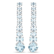 Bids.com 18K White Gold Plated 8.52 Carat Genuine Blue Topaz .925 Sterling Silver Earrings Earrings White Smoke Default Title
