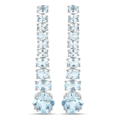 Bids.com 18K White Gold Plated 8.52 Carat Genuine Blue Topaz .925 Sterling Silver Earrings Earrings White Smoke Default Title