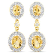 Bids.com 18K Yellow Gold Plated 5.70 Carat Genuine Citrine and White Topaz .925 Sterling Silver Earrings Earrings White Smoke Default Title