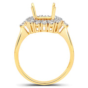 Bids.com 0.54 Carat Genuine White Diamond 14K Yellow Gold Semi Mount Ring - holds 9x7mm Cushion Gemstone Rings White Smoke size 7.00,size 6.00,size 8.00