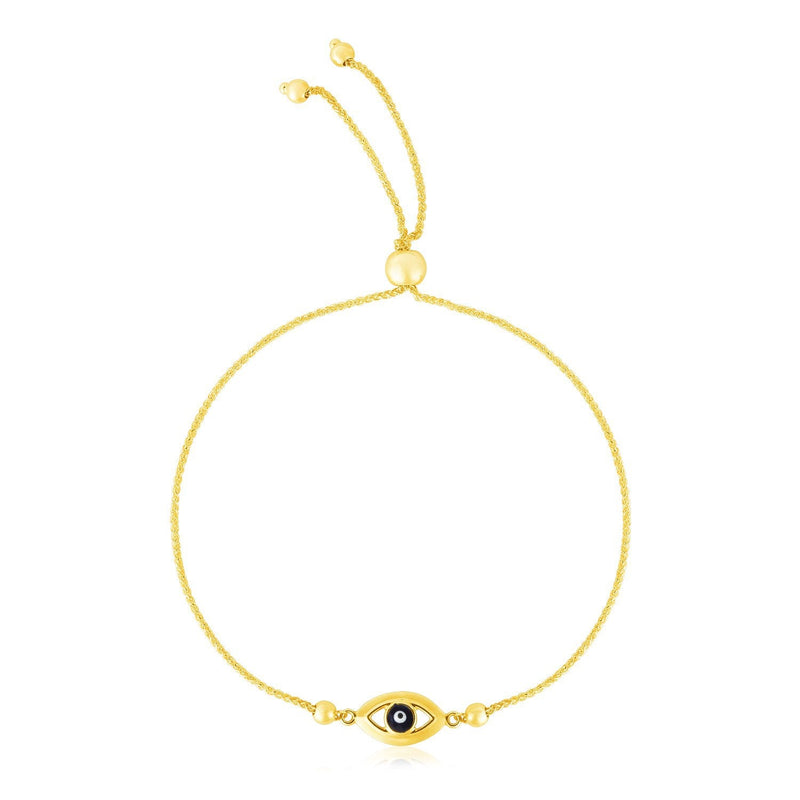 Bids.com 14k Yellow Gold Adjustable Evil Eye Bracelet Bracelets White Smoke 9.25 / Yellow Gold