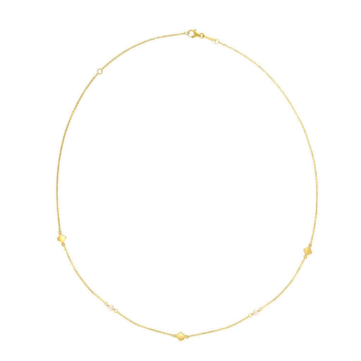 Bids.com 14k Yellow Gold Pearl Clover Necklace Necklaces White Smoke 18 / Yellow Gold
