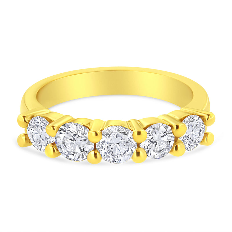 Bids.com 14K Yellow Gold Plated .925 Sterling Silver 1 1/2 Cttw Shared Prong Set Brilliant Round-Cut Diamond Anniversary or Wedding Band Ring (K-L Color, SI2-I1 Clarity) - Size 7 Rings White Smoke 7 / Yellow.Sterling Silver,8 / Yellow.Sterling Silver,6 / Yellow.Sterling Silver,9 / Yellow.Sterling Silver