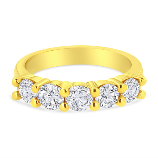 Bids.com 14K Yellow Gold Plated .925 Sterling Silver 1 1/2 Cttw Shared Prong Set Brilliant Round-Cut Diamond Anniversary or Wedding Band Ring (K-L Color, SI2-I1 Clarity) - Size 7 Rings White Smoke 7 / Yellow.Sterling Silver,8 / Yellow.Sterling Silver,6 / Yellow.Sterling Silver,9 / Yellow.Sterling Silver