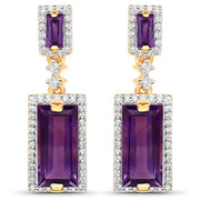 Bids.com 18K Yellow Gold Plated 6.01 Carat Genuine Emerald and White Topaz .925 Sterling Silver Earrings Earrings White Smoke Default Title