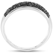 Bids.com 0.43 Carat Genuine Black Diamond .925 Sterling Silver Ring Rings White Smoke size 6.00,size 7.00,size 8.00,size 9.00