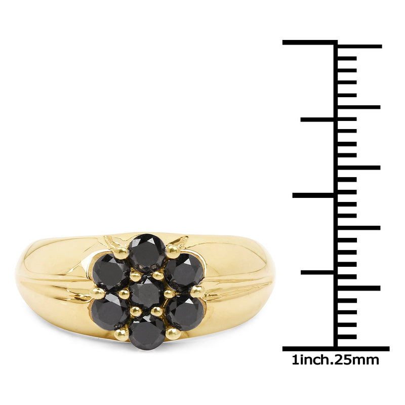 Bids.com 14K Yellow Gold Plated 0.91 Carat Genuine Black Diamond .925 Sterling Silver Ring Rings White Smoke size 8.00,size 9.00,size 6.00,size 7.00