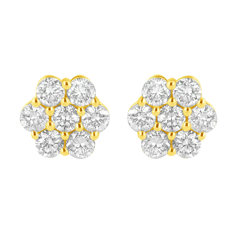 Bids.com 14K Yellow Gold 1.0 Cttw Diamond Flower Earring (J-K Color, I1-I2 Clarity) Earrings White Smoke Yellow.Gold / 1
