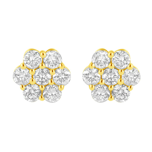 Bids.com 14K Yellow Gold 1.0 Cttw Diamond Flower Earring (J-K Color, I1-I2 Clarity) Earrings White Smoke Yellow.Gold / 1