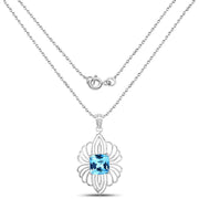 Bids.com 8.18 Carat Genuine Swiss Blue Topaz .925 Sterling Silver Pendant Pendants White Smoke