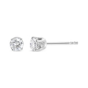 Bids.com 14K White Gold 1.0 Cttw 4-Prong Set Brilliant Round-Cut Solitaire Lab Grown Diamond Push Back Stud Earrings (E-F Color, VVS2-VS1 Clarity) Earrings White Smoke White.Gold / 1