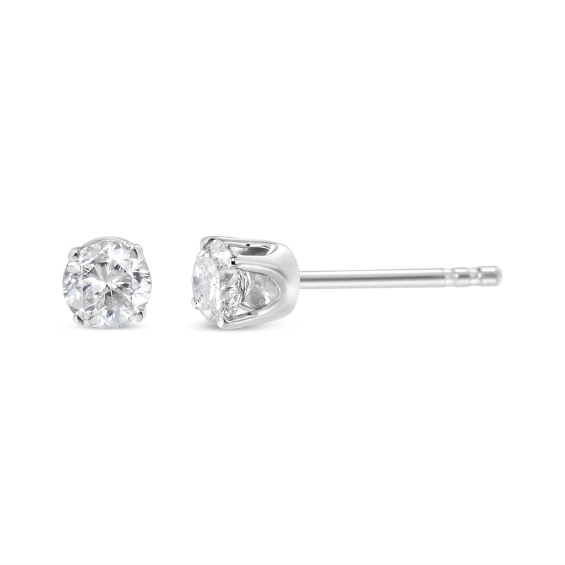 Bids.com 14K White Gold 1.0 Cttw 4-Prong Set Brilliant Round-Cut Solitaire Lab Grown Diamond Push Back Stud Earrings (E-F Color, VVS2-VS1 Clarity) Earrings White Smoke White.Gold / 1